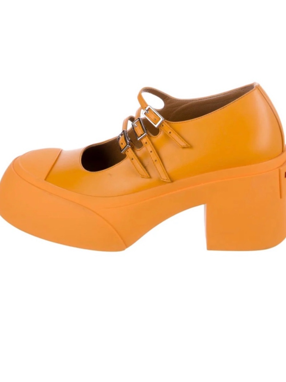 Marni Triple-Strap Mary Jane Platforms in Orange-Yellow New in Box IT 40